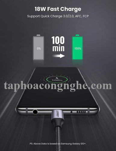 Ugreen 60408 3M màu xám đen cáp USB type C to A bọc nhôm chống nhiễu US288 30060408